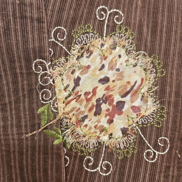 Vtg Boho Chic Chocolate Brown Embroidered Floral Jacket Western Blazer Sz 6 - Picture 2 of 10